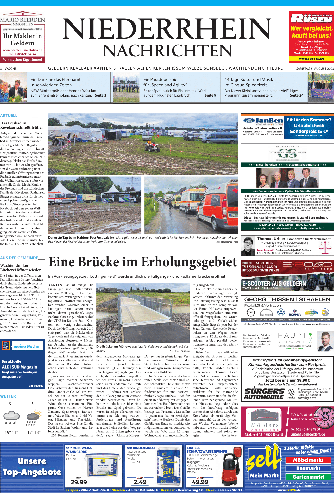 Niederrhein Nachrichten - 31. Woche - Geldern - Kevelaer - Xanten - Straelen - Alpen - Kerken - Issum - Weeze - Sonsbeck - Wachtendonk und Rheurdt - Samstag 5. August 2023