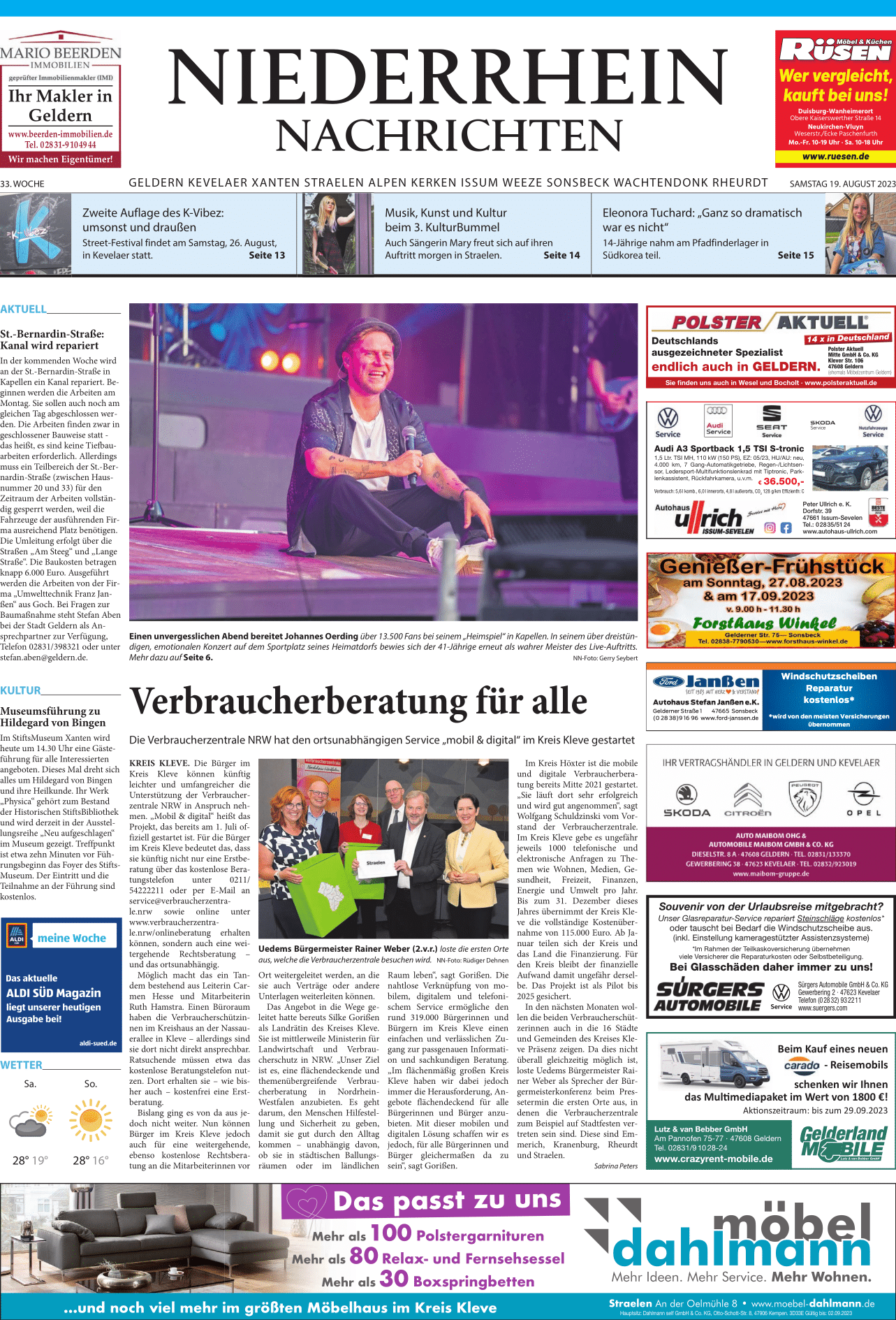 Niederrhein Nachrichten - 33. Woche - Geldern - Kevelaer - Xanten - Straelen - Alpen - Kerken - Issum - Weeze - Sonsbeck - Wachtendonk und Rheurdt - Samstag 19. August 2023